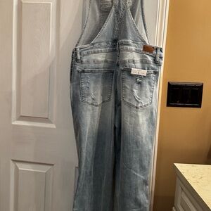 Judy Blue light blue straight fit large denim bib overalls